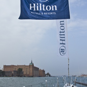 Hilton Molino Stucky Venice and the sail boat "Sagamore".