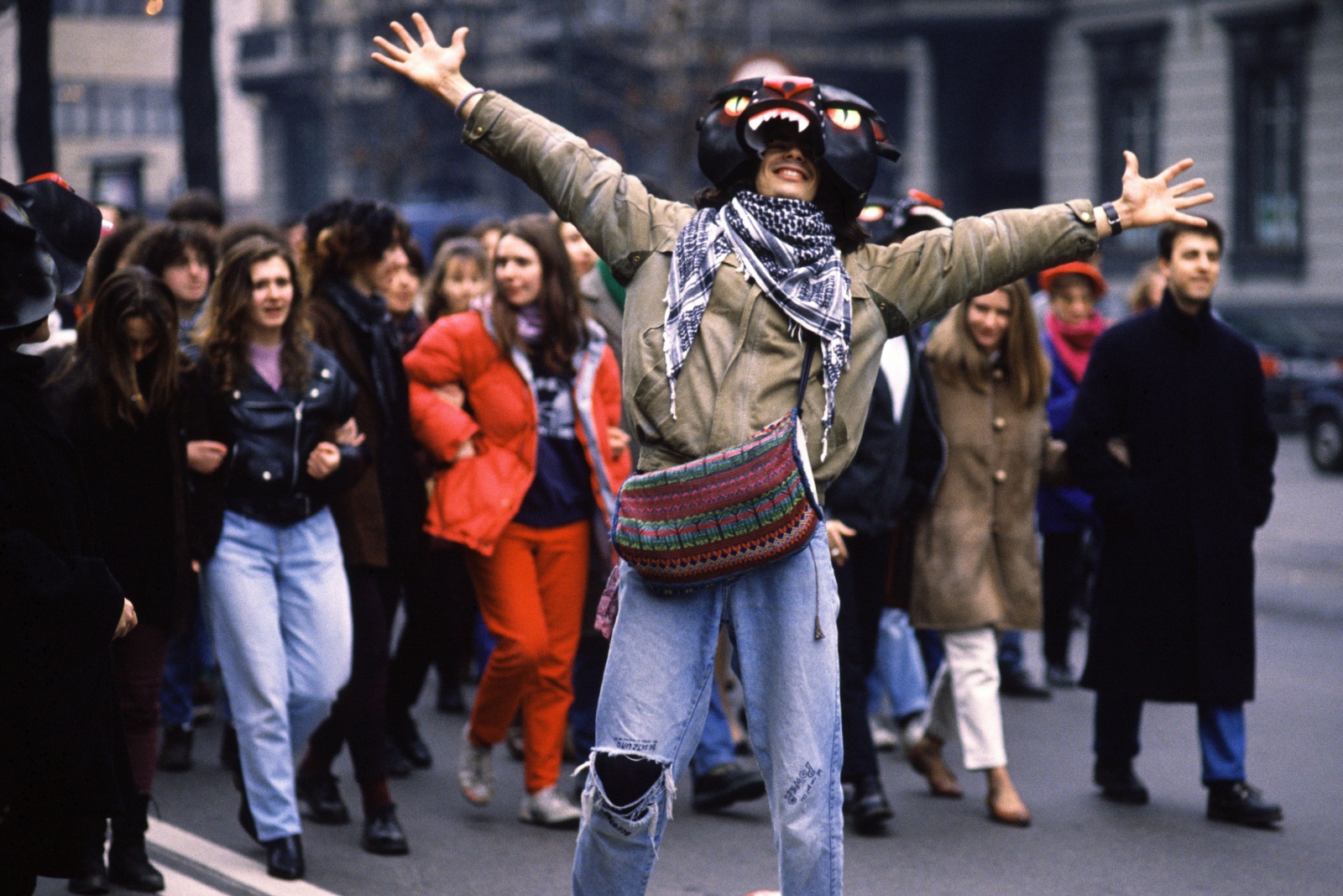Il movimento della Pantera degli anni 1989/1990 durante una manifestazione contro la riforma universitaria del Ministro Ruberti