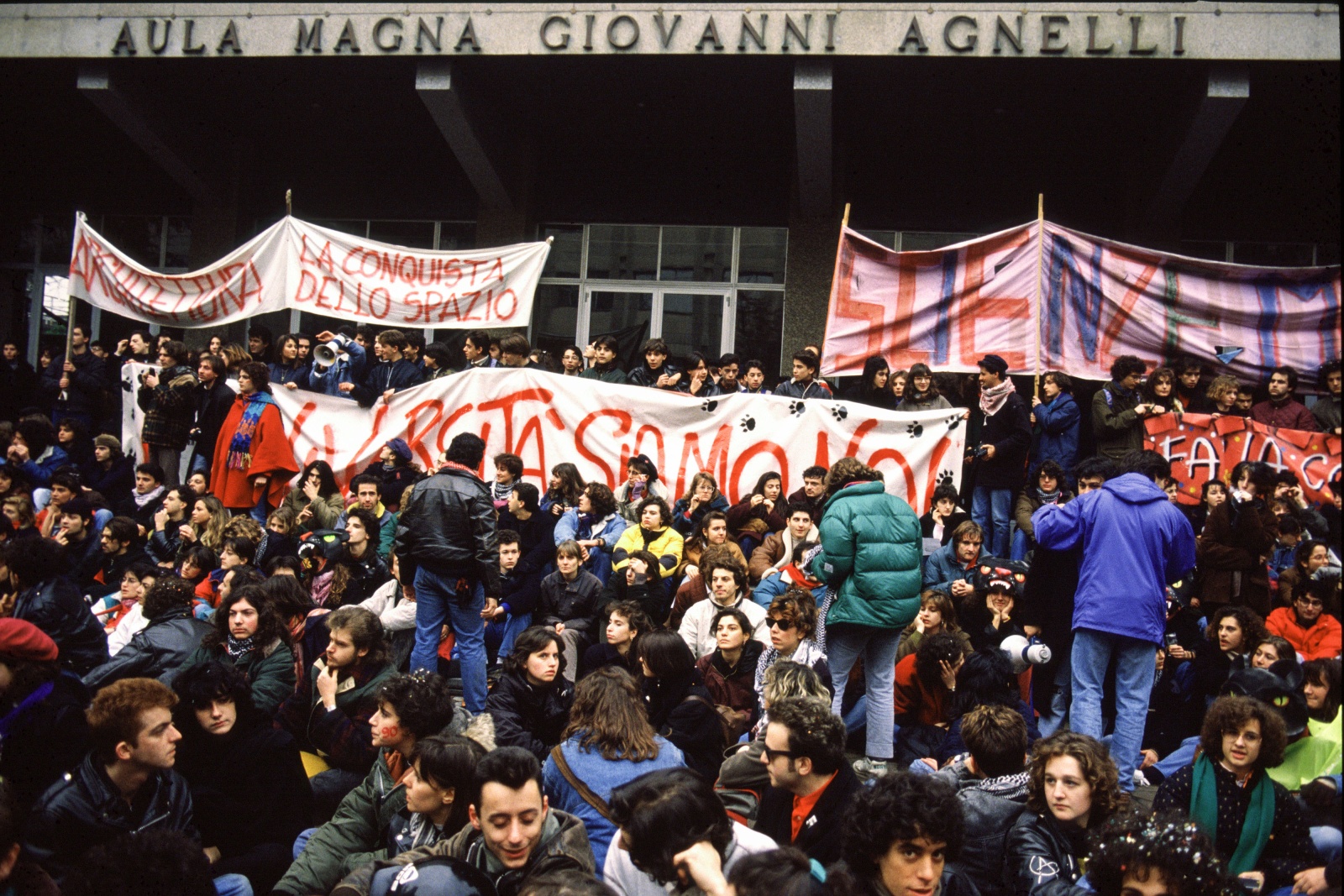 Il movimento della Pantera degli anni 1989/1990 durante una manifestazione contro la riforma universitaria del Ministro Ruberti